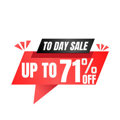 71% off sale balloon. Red and black vector illustration . sale discount label design, Seventy-one