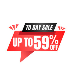 59% off sale balloon. Red and black vector illustration . sale discount label design, Fifty nine