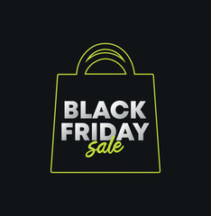 Vector bag Black Friday. Promo, social media, sales, advertising