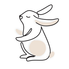 Chinese New Year 2023, the year of the rabbit, red and gold line art characters, simple hand-drawn Asian elements with craft (Chinese translation: Happy Chinese New Year 2023, year of the rabbit).