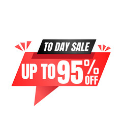 95% off sale balloon. Red vector illustration . sale label design, Ninety five 