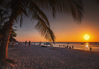 Sunset on Kendwa beach. Zanzibar, Tanzania - obrazy, fototapety, plakaty