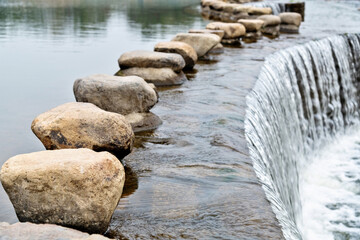 Stone path over a river