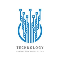 Electronic technology - creative logo design. Digital chip logosign. Network communication concept logo. Database icon logo. Blockchain futuristic logo symbol. Corporate identity. Vector illustration.