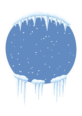 Winter background with icicles. Merry Christmas and Happy New Year card.