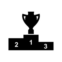 Sports podium icon. Victory ceremony podium with trophy cup. Vector Illustration 