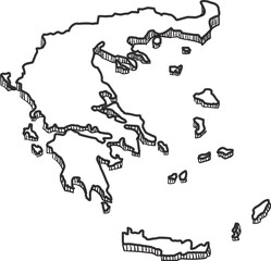 Hand Drawn of Greece 3D Map