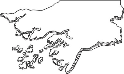 Hand Drawn of Guinea Bissau 3D Map