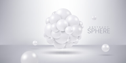 Abstract realistic 3d spheres composition in white background