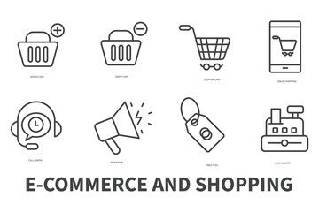 E-commerce and shopping icons set. Set of editable stroke icons.Vector set of E-commerce and shopping