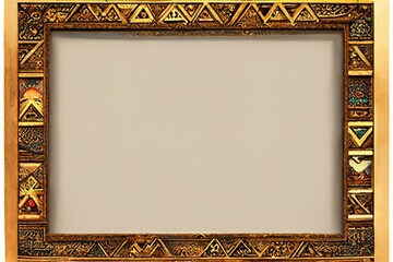 ornamental egyptian picture frame template design - obrazy, fototapety, plakaty