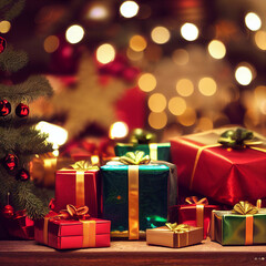 Fototapeta na wymiar Christmas background with Christmas gifts decoration 