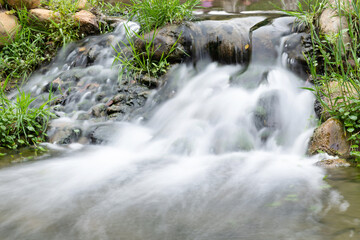 The clear river is flowing