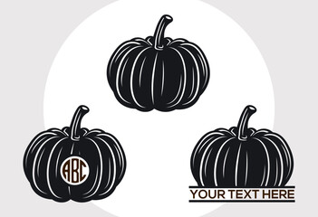 Pumpkin SVG Cut File, Autumn Fall Svg, Thanksgiving Svg, Halloween Svg, Half Pumpkin Svg, Fall Pumpkin, Pumpkin Bundle, Pumpkin Monogram,