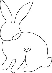 Rabbit, hare, bunny lineart, one line Vector  illustration.