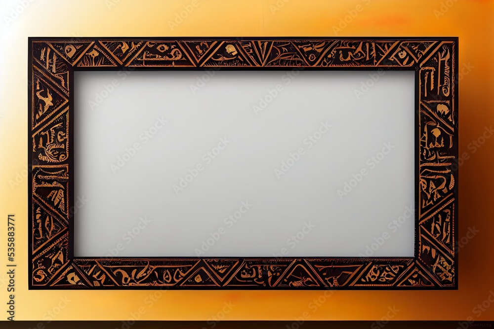 Wall mural wooden egyptian picture frame template design