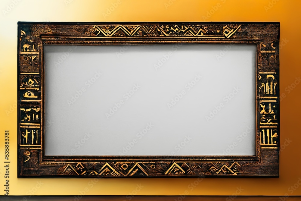 Wall mural very old rotten wooden egyptian picture frame template design