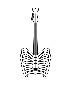 Rock guitar from bones. Skeleton electric guitar. death rock