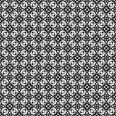 Black and white seamless abstract pattern. Background and backdrop. Grayscale ornamental design. Mosaic ornaments. Vector graphic illustration. EPS10.