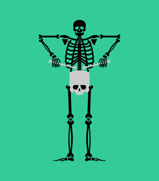 Skeleton with drum. Skeleton musician. trommel and dead.