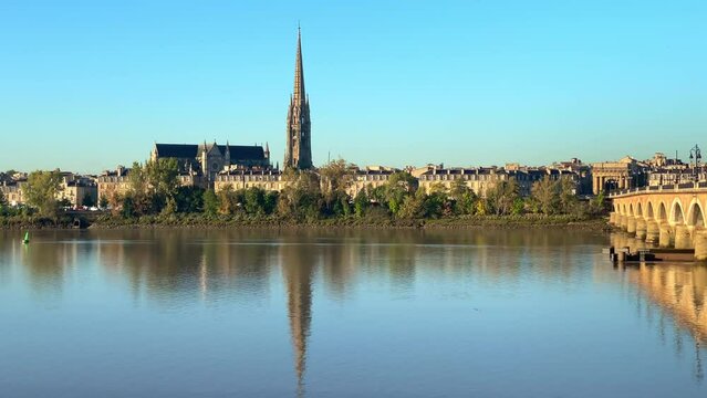 Saint-Michel basilica and its spire in Bordeaux, France on a summer day