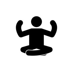 Yoga sign. Man sitting resting pose, relaxing pose