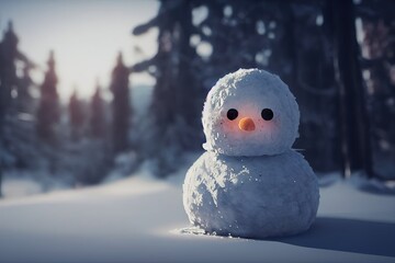 Obraz premium snowman poster with copy space for new year card or winter wallpaper 3D illustration in cartoon style