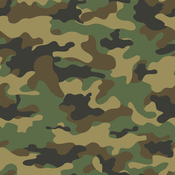 Seamless pattern camouflage, disguise, military green background, modern texture