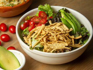 salad with tortilla chips 