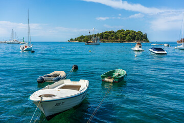Fototapeta na wymiar Mediterranean oceanside at Rovinj in Croatia