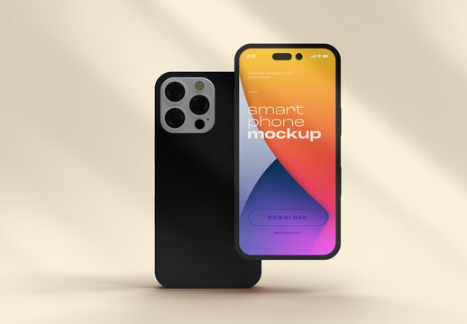 Smartphone Front and Camera Mockup on Elegant Soft Light Background for App Branding and Professional Mobile Presentation Scenes