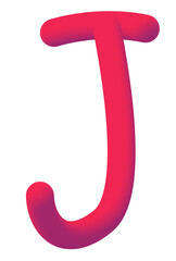 3D Rounded Gradient J alphabet.