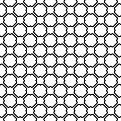Naklejka premium Black and white seamless abstract pattern. Background and backdrop. Grayscale ornamental design. Mosaic ornaments. Vector graphic illustration. EPS10.