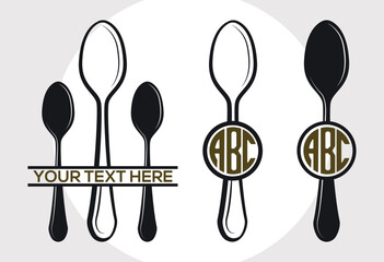 Cutlery Set Svg, Spoon Knife Fork Set Svg, Spoon Svg, Knife Svg, Fork Svg, Kitchen Set Svg, Cutlery Set Monogram