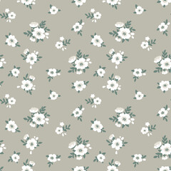 Vintage floral vector background. Floral seamless pattern with white flowers and leaves. Creative texture for fabric, textile, design and fashion prints.