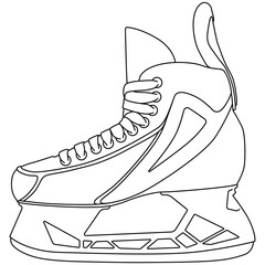 Ice-skate, Ice hockey skates, Ice hockey goaltender skate winter sport equipment sketch drawing, contour lines drawn