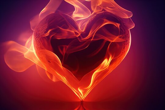 Stunning burning heart shape, love or passion concept image. Ai generated, is not based on any real image.