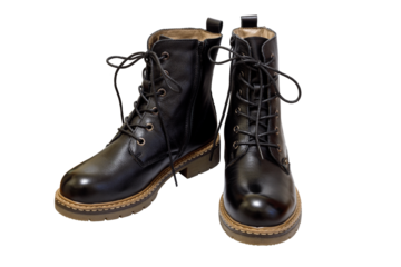 Autumn and winter women's black ankle boots isolated on a background.