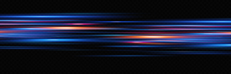 Motion light effect for banners. Blue lines. The effect of speed on a blue background.
