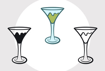 Martini Glass Svg Monogram, Margarita Glass Svg, Wine Glass Svg, Toothpick Umbrella Svg, Lime Svg, Mint Leaves Svg, Glass Silhouette