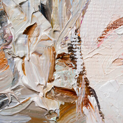 Young girl with beautiful mysterious blue eyes on a white background. Primary colors: white, brown, grey, pink.