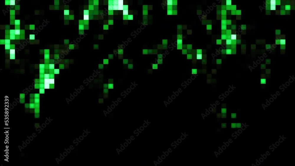 Poster background with moving stream of pixels. motion. pixel rain with stream on black background. colored