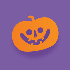 Halloween carved pumpkin. Cute illustration, flat design.