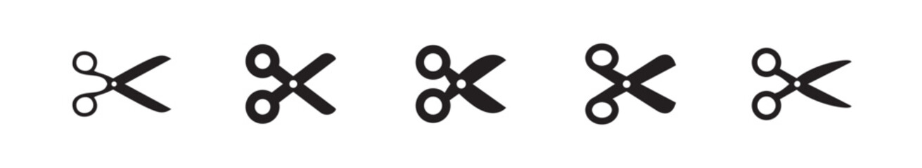 Scissors vector icon set. Pictogram of scissor. Symbol of cutting. - obrazy, fototapety, plakaty
