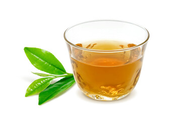 グラス 麦茶 飲み物 イラスト リアル  茶葉あり