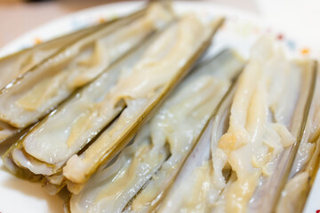 Cleaned razor clam before cooking at home