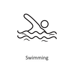 Swimming Vector outline Icon Design illustration. Workout Symbol on White background EPS 10 File