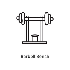 Barbell Bench Vector outline Icon Design illustration. Workout Symbol on White background EPS 10 File