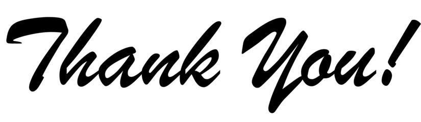 Thank You text hand drawn lettering calligraphic isolated on white background vector illustration. Thank you vintage style word for note, sign, banner.