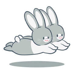 Obraz premium 手描きの2匹のウサギイラスト